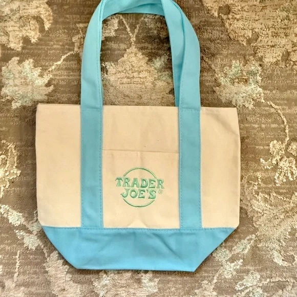 Trader Joe’s Mini Pastel Canvas Tote Bag in Pastel Blue - Picture 3 of 3